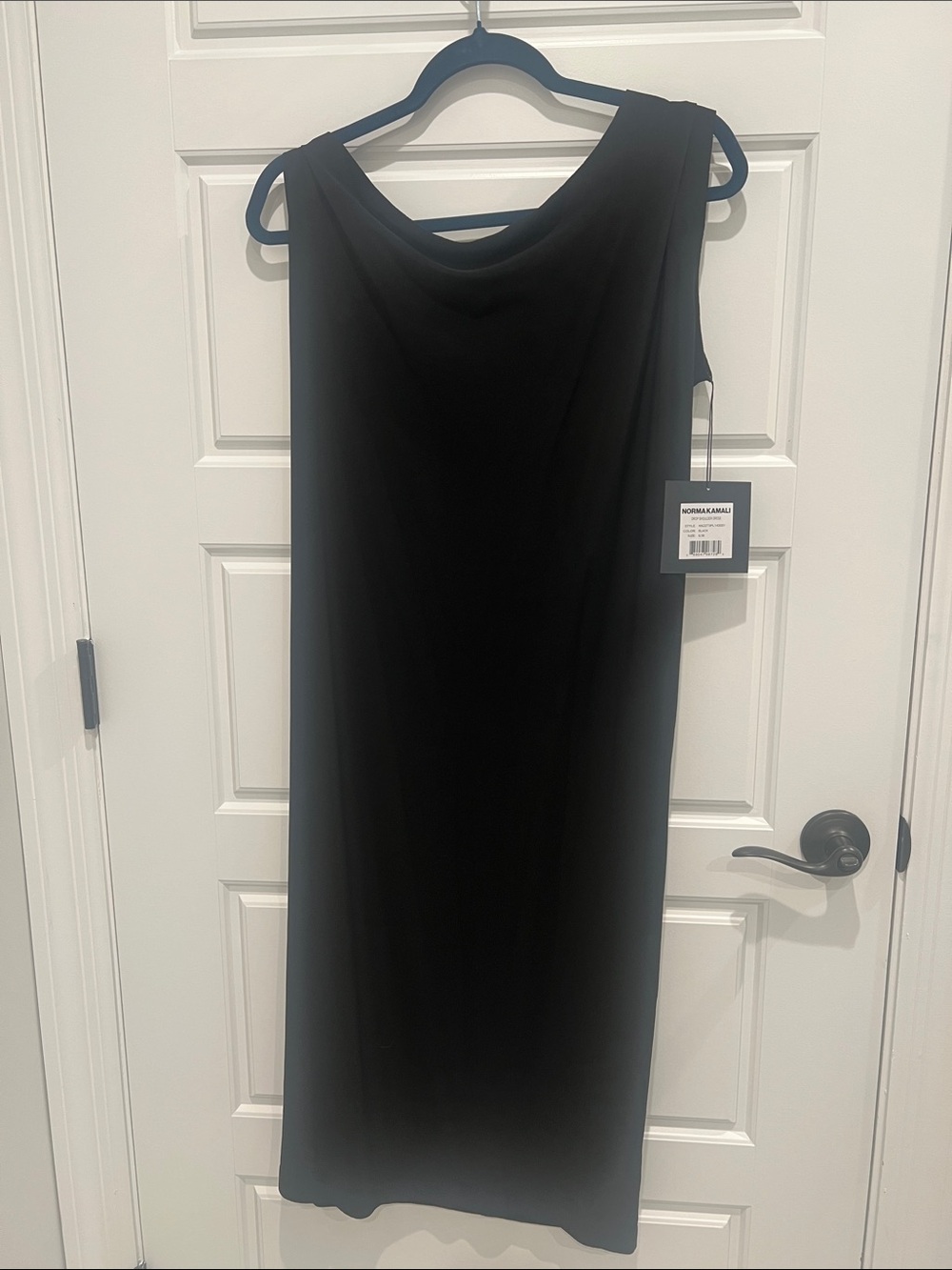 Norma Kamali Black Sleeveless Cowl Midi Dress